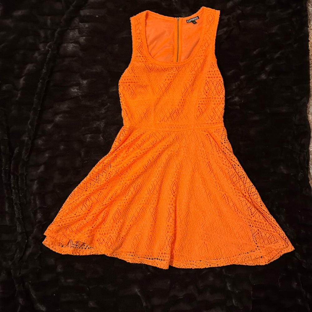 Express Orange Sleeveless Mini Dress